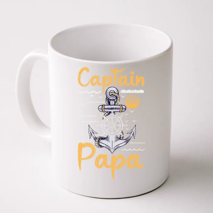 Captain Papa Sailing Boating Father Son Dad Matching Sailor Gift Front & Back Coffee Mug