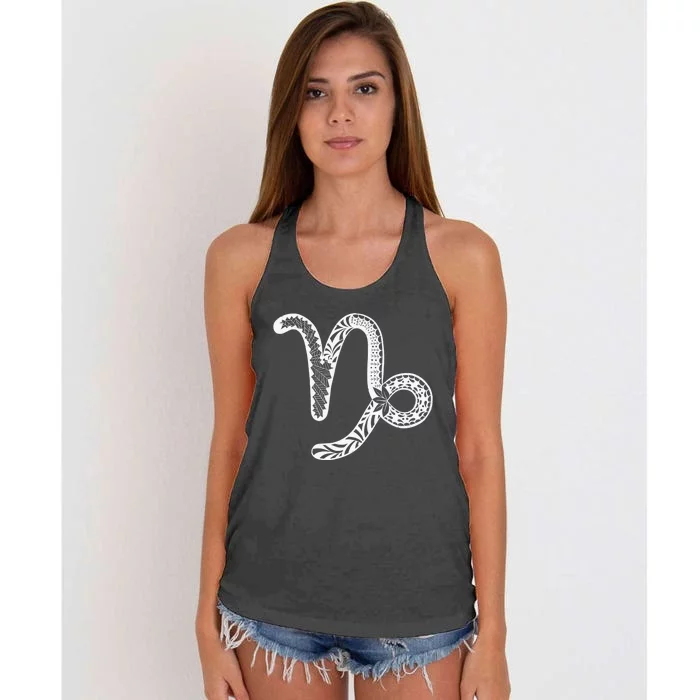 Capricorn Pink Star Sign Birth Birthday Gift Zodiac Women's Knotted Racerback Tank