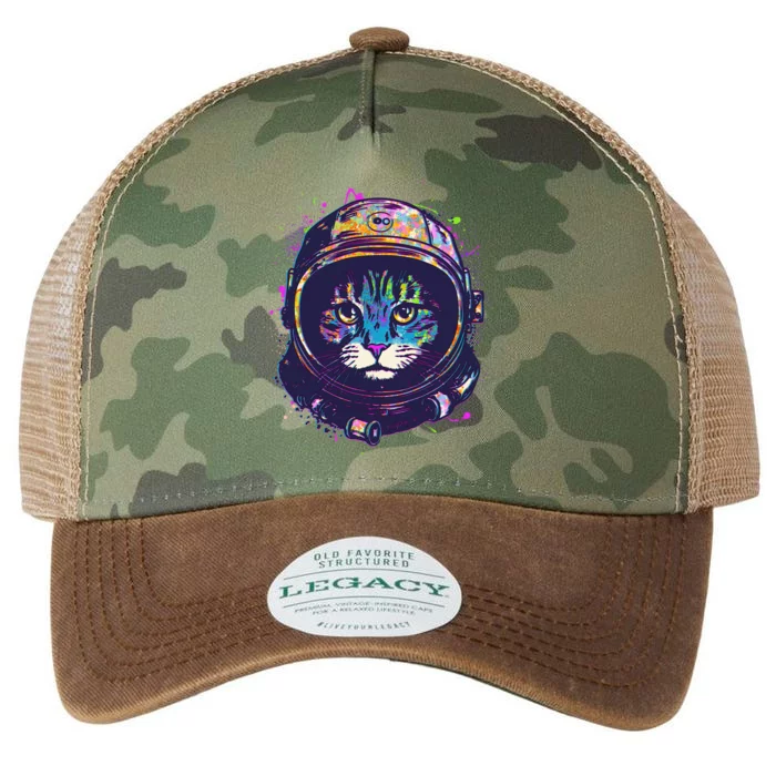 Colorful Paint Splat Astronaut Cat Legacy Tie Dye Trucker Hat