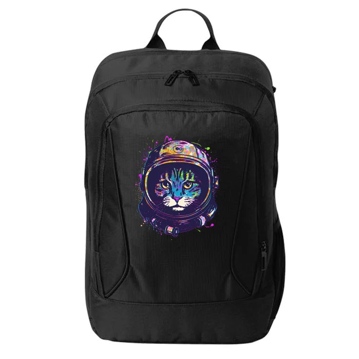 Colorful Paint Splat Astronaut Cat City Backpack