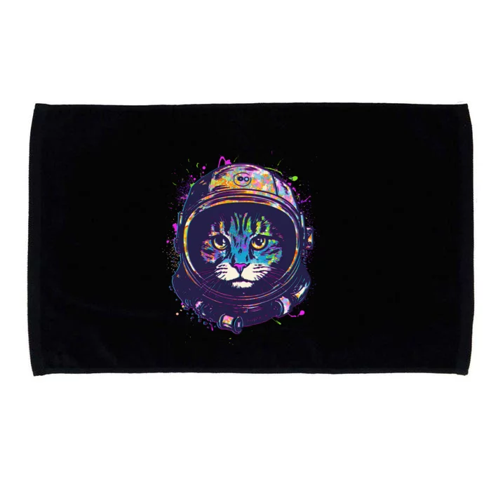 Colorful Paint Splat Astronaut Cat Microfiber Hand Towel