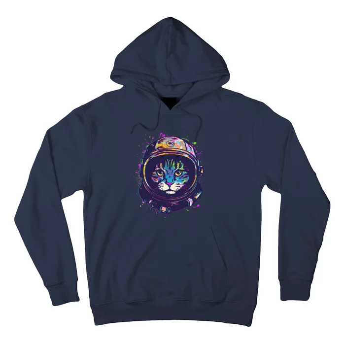 Colorful Paint Splat Astronaut Cat Hoodie