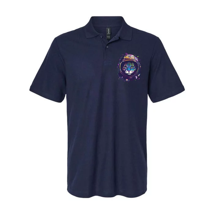 Colorful Paint Splat Astronaut Cat Softstyle Adult Sport Polo