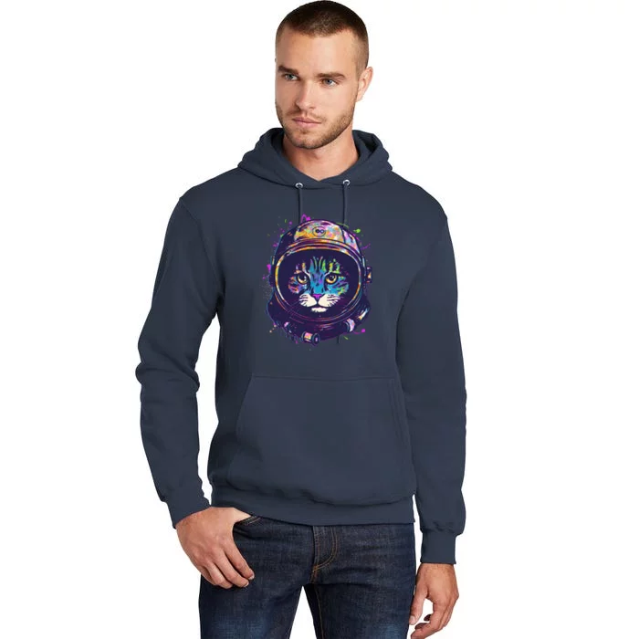 Colorful Paint Splat Astronaut Cat Tall Hoodie