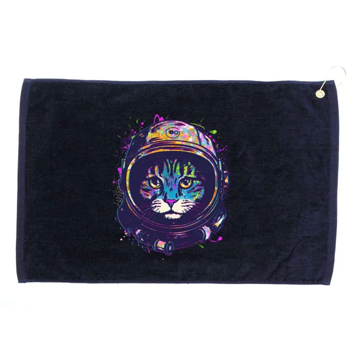 Colorful Paint Splat Astronaut Cat Grommeted Golf Towel