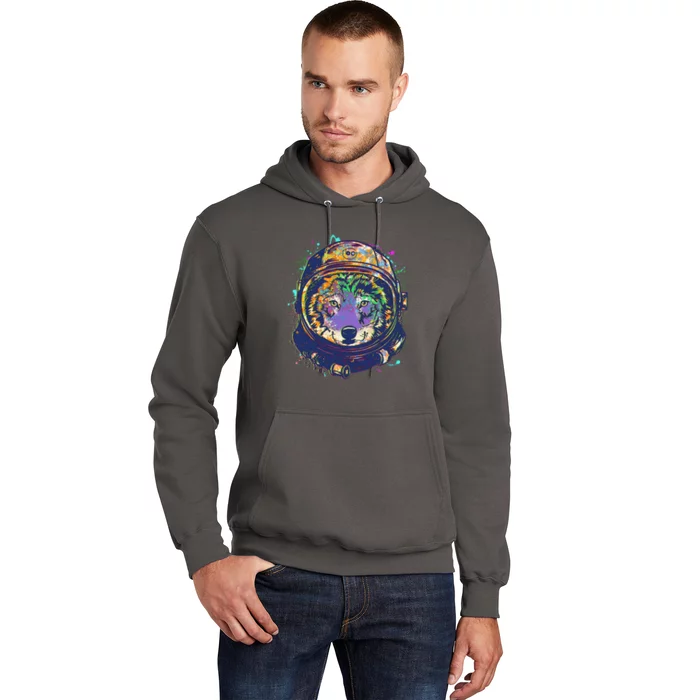 Colorful Paint Splat Astronaut Wolf Hoodie