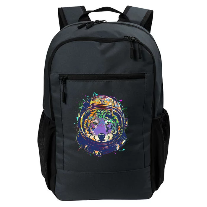 Colorful Paint Splat Astronaut Wolf Daily Commute Backpack