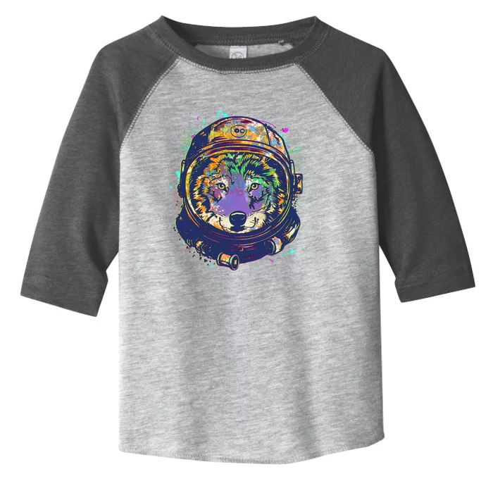 Colorful Paint Splat Astronaut Wolf Toddler Fine Jersey T-Shirt