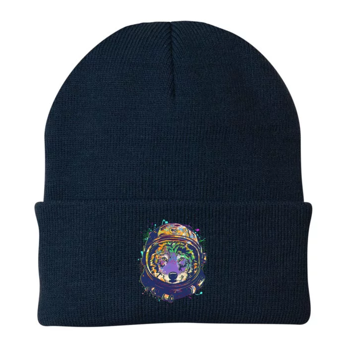 Colorful Paint Splat Astronaut Wolf Knit Cap Winter Beanie