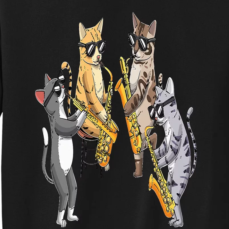 Cats Playing Saxophone Jazz Sax Musician Saxophonist Sweatshirt