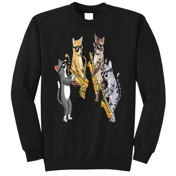 Cats Playing Saxophone Jazz Sax Musician Saxophonist Sweatshirt