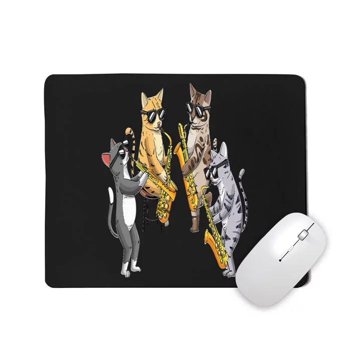 Cats Playing Saxophone Jazz Sax Musician Saxophonist Mousepad