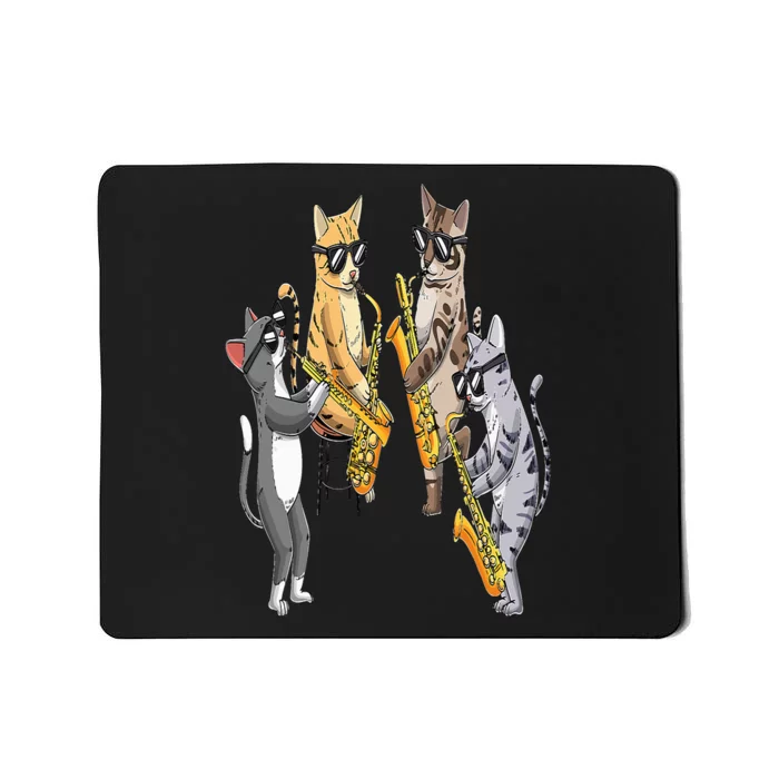 Cats Playing Saxophone Jazz Sax Musician Saxophonist Mousepad