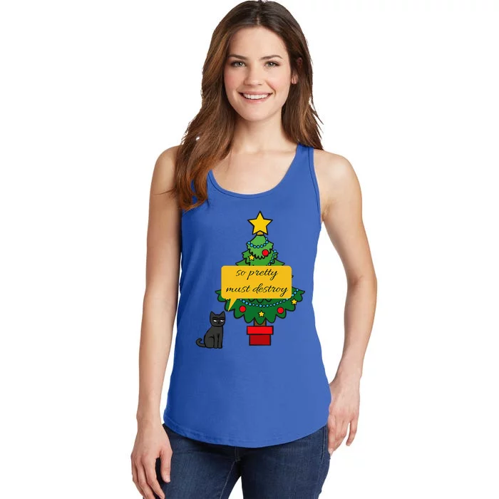 Cat Pet So Pretty Must Destroy Christmas Tree Ladies Essential Tank