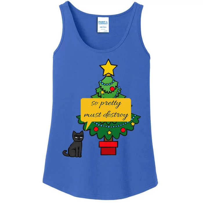 Cat Pet So Pretty Must Destroy Christmas Tree Ladies Essential Tank