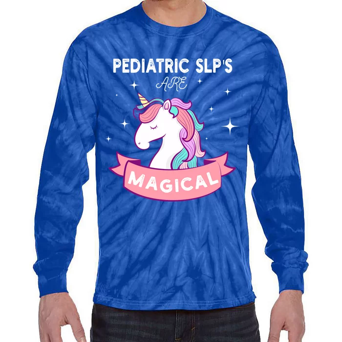 Cute Pediatric Speech Therapy Therapisgift Slp Unicorn Gift Tie-Dye Long Sleeve Shirt