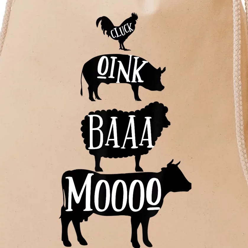 Cow Pig Sheep Chicken | Stack Farm Animal Sounds Silhouettes Drawstring Bag