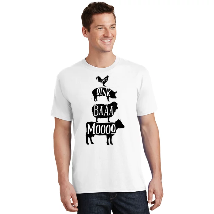 Cow Pig Sheep Chicken | Stack Farm Animal Sounds Silhouettes T-Shirt