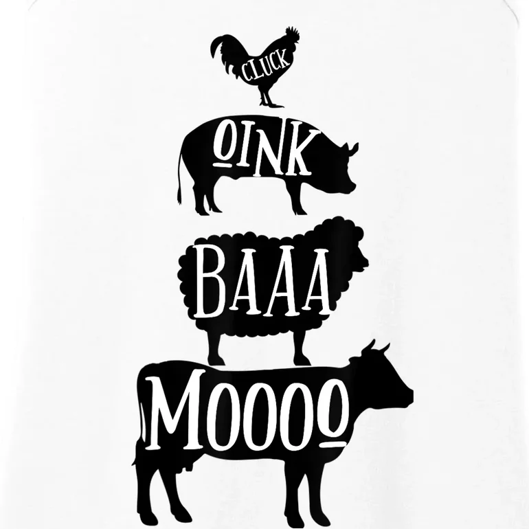 Cow Pig Sheep Chicken | Stack Farm Animal Sounds Silhouettes Ladies Essential Tank