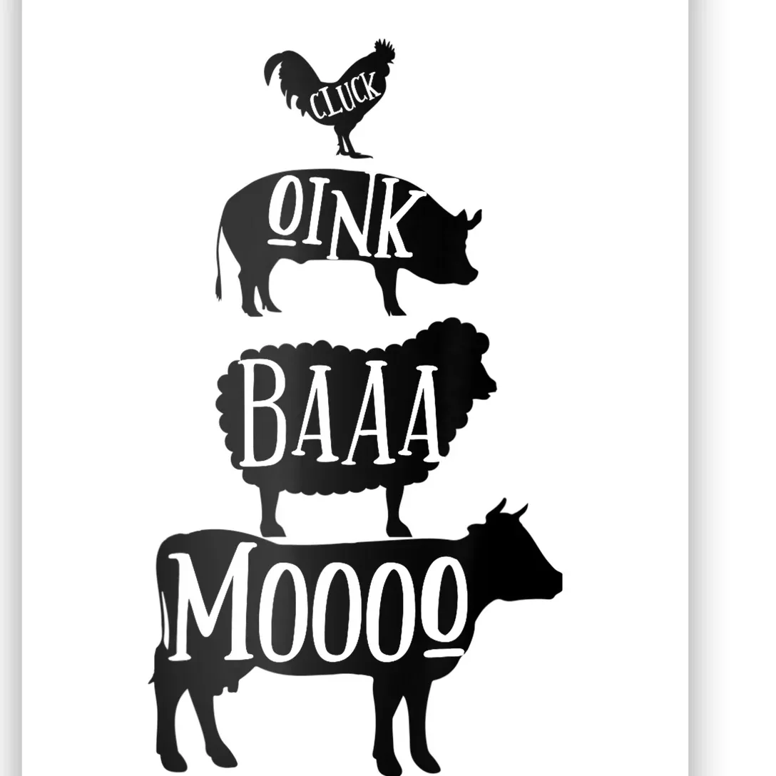 Cow Pig Sheep Chicken | Stack Farm Animal Sounds Silhouettes Poster