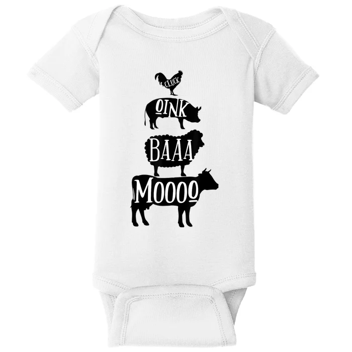 Cow Pig Sheep Chicken | Stack Farm Animal Sounds Silhouettes Baby Bodysuit