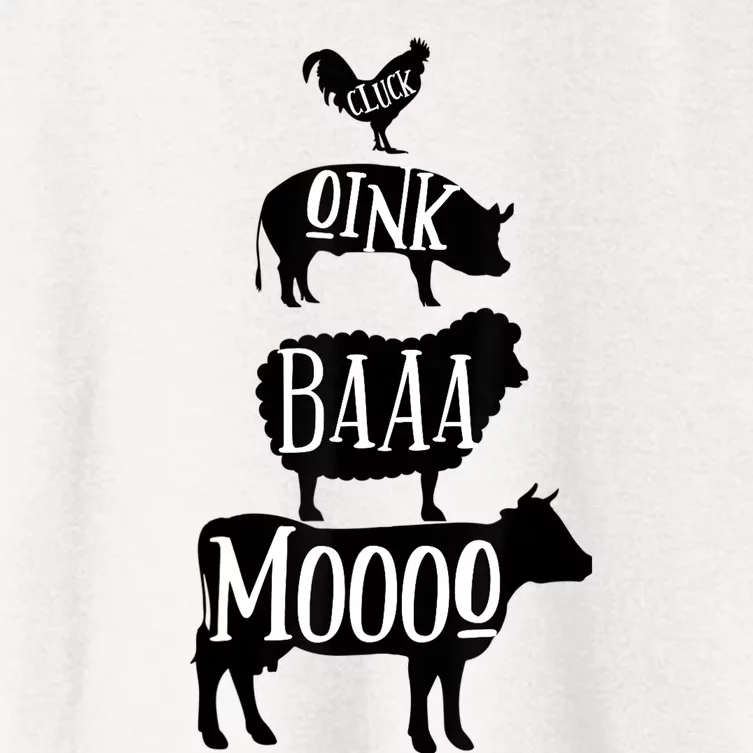 Cow Pig Sheep Chicken | Stack Farm Animal Sounds Silhouettes Women's Crop Top Tee