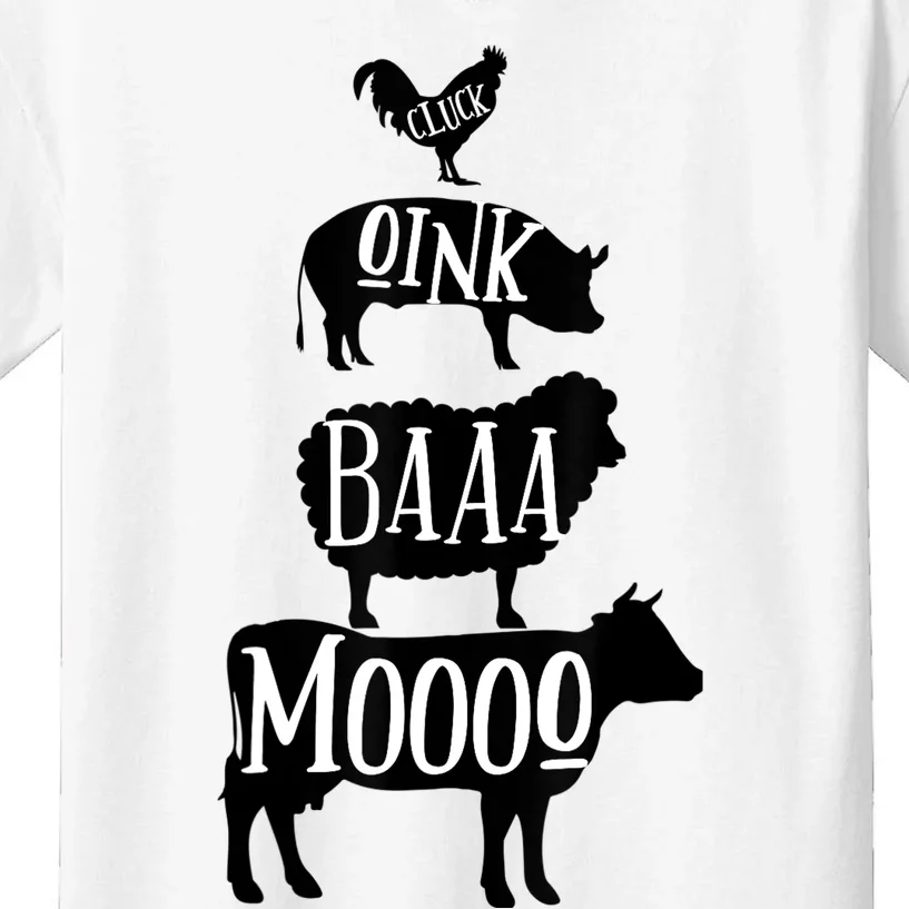 Cow Pig Sheep Chicken | Stack Farm Animal Sounds Silhouettes Kids T-Shirt