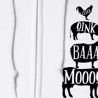 Cow Pig Sheep Chicken | Stack Farm Animal Sounds Silhouettes Full Zip Hoodie