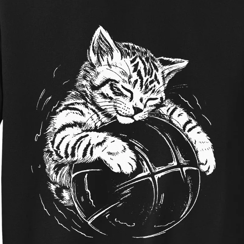 Cat Player Sleeping On A Basketball Kitties Pet Lover Sweatshirt