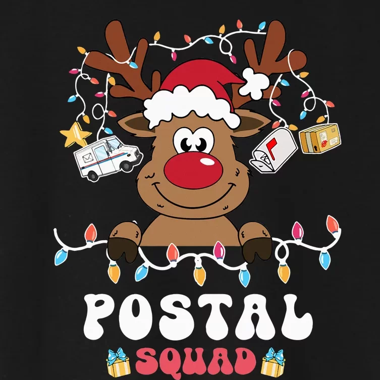 Christmas Postal Squad Postman Mail Delivery Cute Reindeer Women's Crop Top Tee