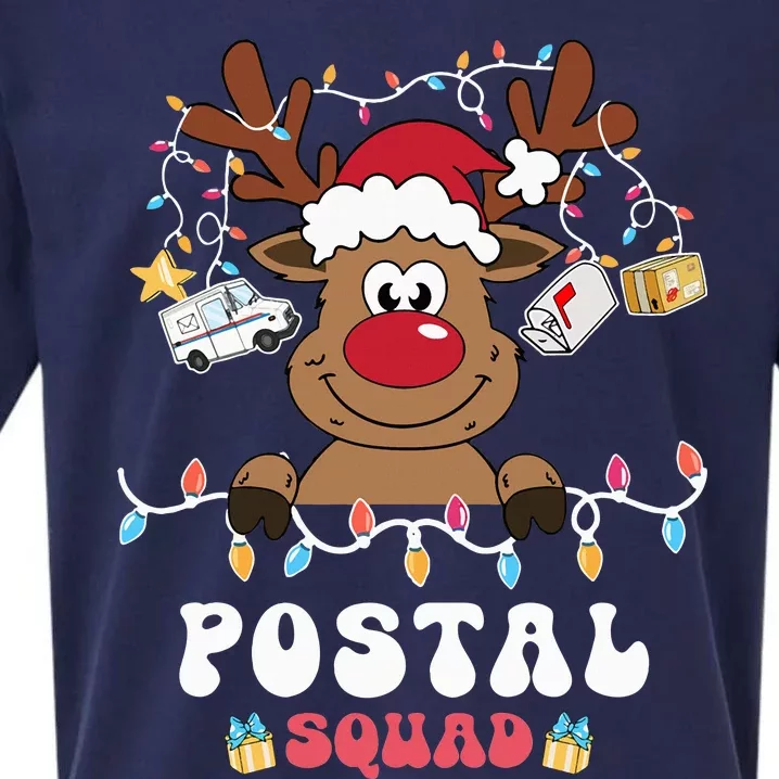 Christmas Postal Squad Postman Mail Delivery Cute Reindeer Sueded Cloud Jersey T-Shirt