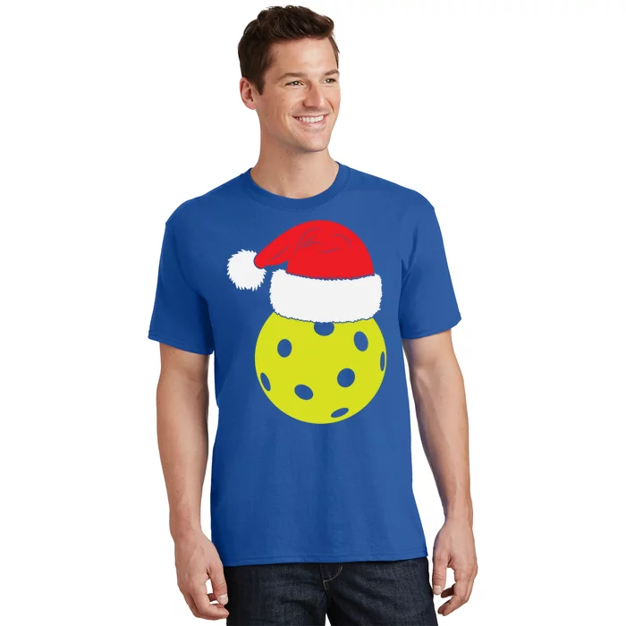 Christmas Pickleball Santa Hat Funny Pickle Ball Player Xmas Meaningful Gift T-Shirt