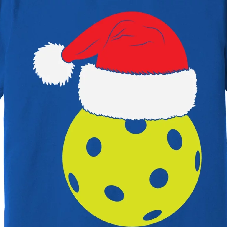 Christmas Pickleball Santa Hat Funny Pickle Ball Player Xmas Meaningful Gift Premium T-Shirt