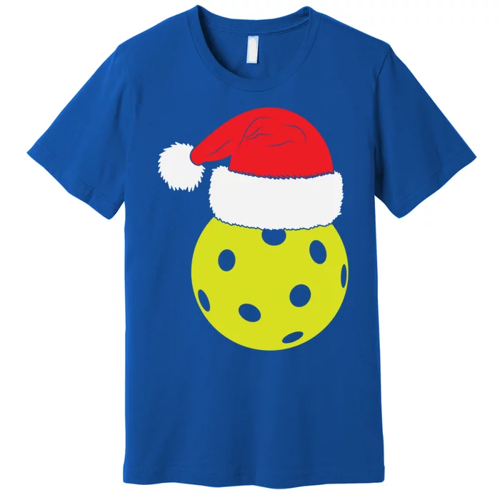 Christmas Pickleball Santa Hat Funny Pickle Ball Player Xmas Meaningful Gift Premium T-Shirt