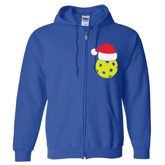 Christmas Pickleball Santa Hat Funny Pickle Ball Player Xmas Meaningful Gift Full Zip Hoodie