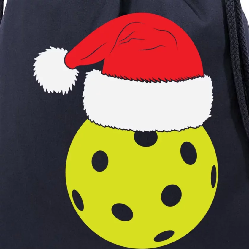 Christmas Pickleball Santa Hat Funny Pickle Ball Player Xmas Meaningful Gift Drawstring Bag