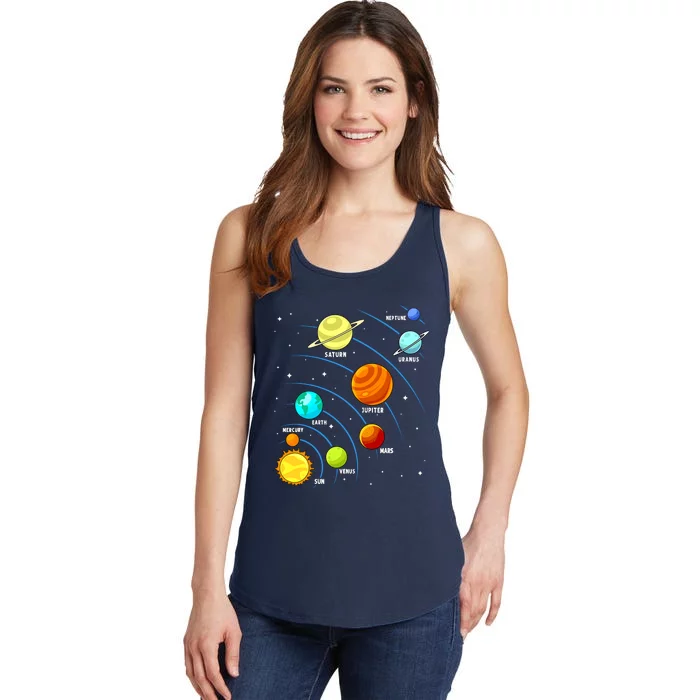 Colorful Planets Solar Systemss Boy Space Science Ladies Essential Tank