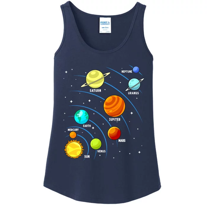 Colorful Planets Solar Systemss Boy Space Science Ladies Essential Tank