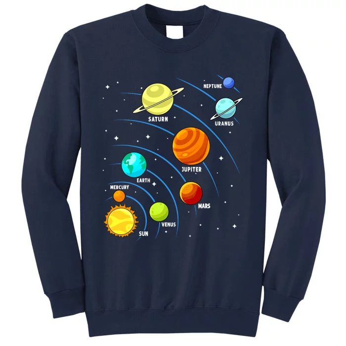 Colorful Planets Solar Systemss Boy Space Science Tall Sweatshirt