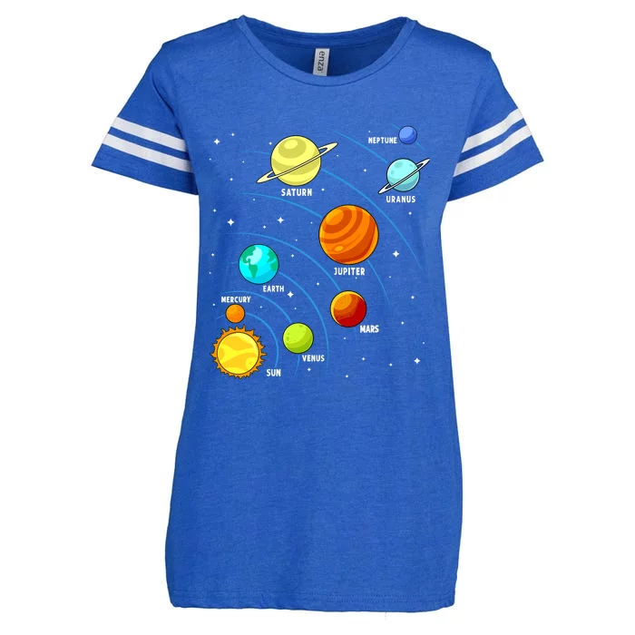 Colorful Planets Solar Systemss Boy Space Science Enza Ladies Jersey Football T-Shirt