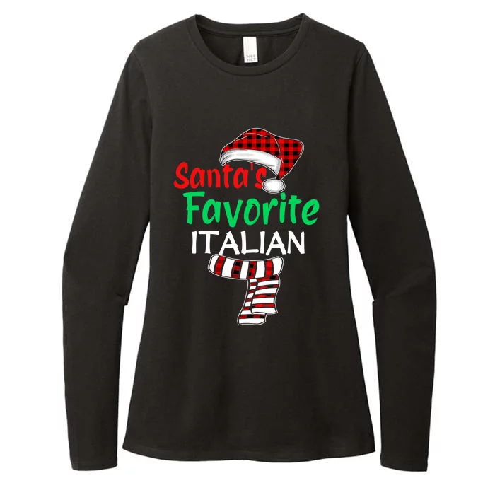 Christmas Pajama Santa Claus Shirt, Santa's Favorite Italian VNeck Womens CVC Long Sleeve Shirt