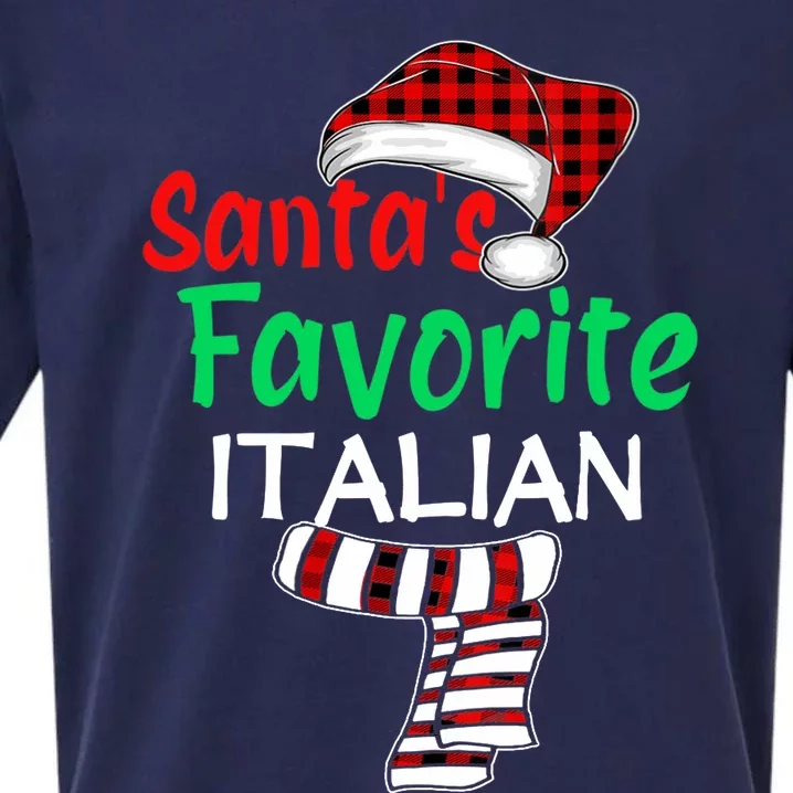 Christmas Pajama Santa Claus Shirt, Santa's Favorite Italian VNeck Sueded Cloud Jersey T-Shirt