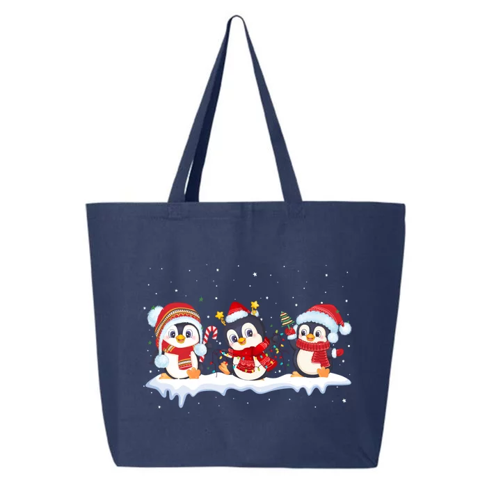 Christmas Penguins Santa Hat Lights Tree Xmas Penguin Lovers Gift 25L Jumbo Tote