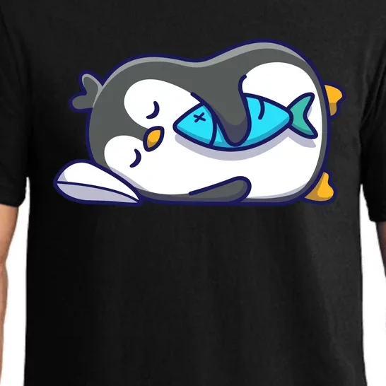 Cute Penguin Sleeping With Fish Pajama Set