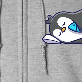 Cute Penguin Sleeping With Fish Full Zip Hoodie