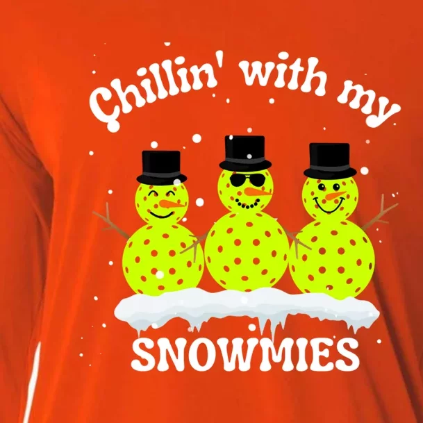 Christmas Pickleball Snow Chillin With My Snowmies Cool Gift Cooling Performance Long Sleeve Crew