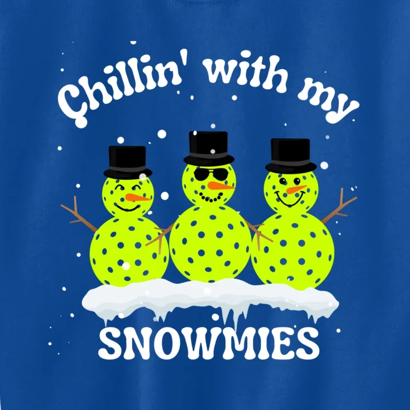 Christmas Pickleball Snow Chillin With My Snowmies Cool Gift Kids Sweatshirt