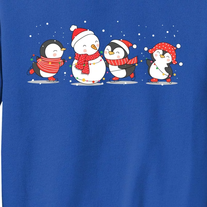 Christmas Penguins Santa Hat Lights Tree Xmas Penguin Gift Tall Sweatshirt