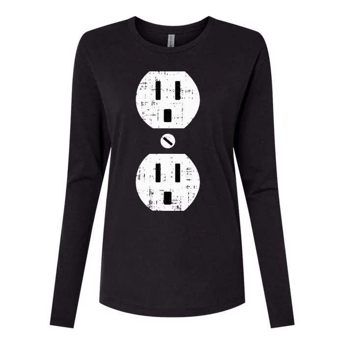 Couple Plug Socket Matching Costume Funny Halloween Gifts Womens Cotton Relaxed Long Sleeve T-Shirt