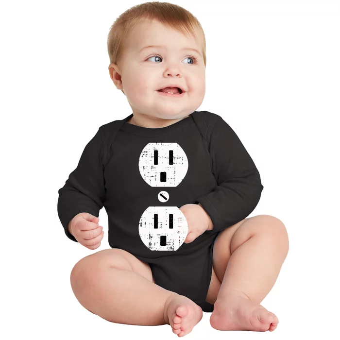 Couple Plug Socket Matching Costume Funny Halloween Gifts Baby Long Sleeve Bodysuit